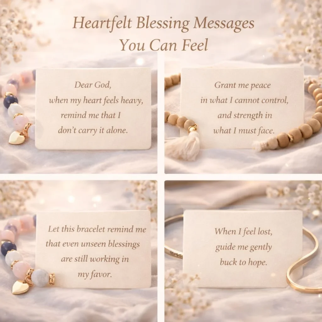 heartfelt blessing messages with blessings bracelet cards for peace hope and emotional healing