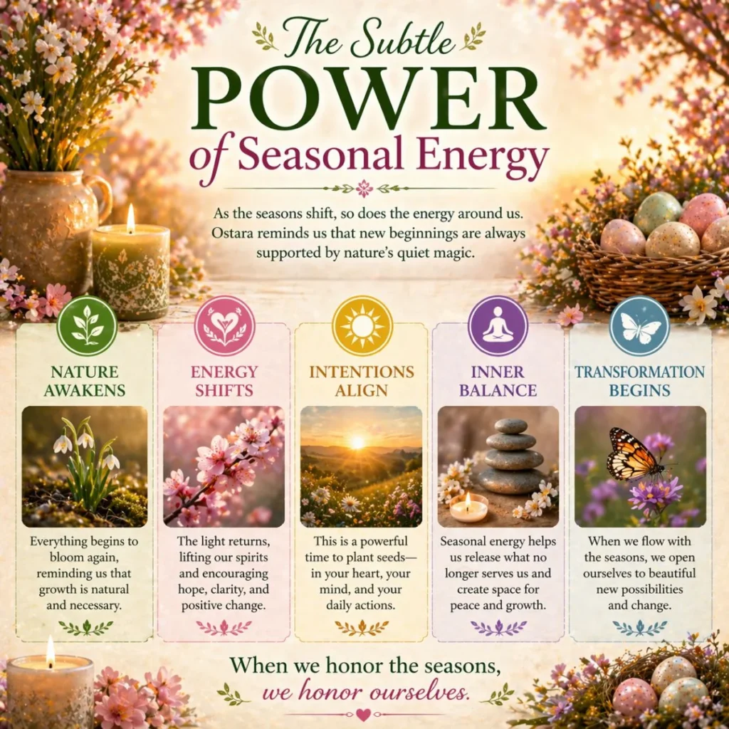 Seasonal energy of spring with sunlight, blooming flowers, and peaceful nature symbolizing renewal and emotional balance