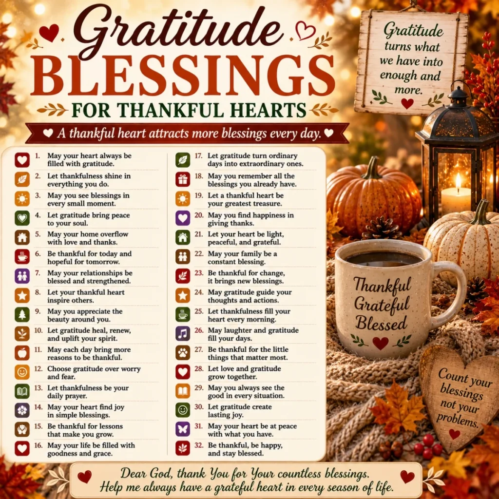 Gratitude Blessings For Thankful Hearts