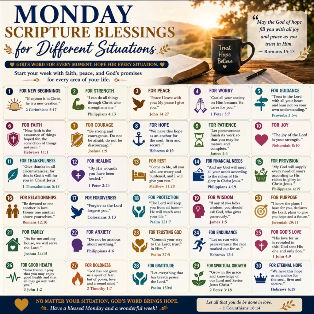 Monday Scripture Blessings For Different Situations