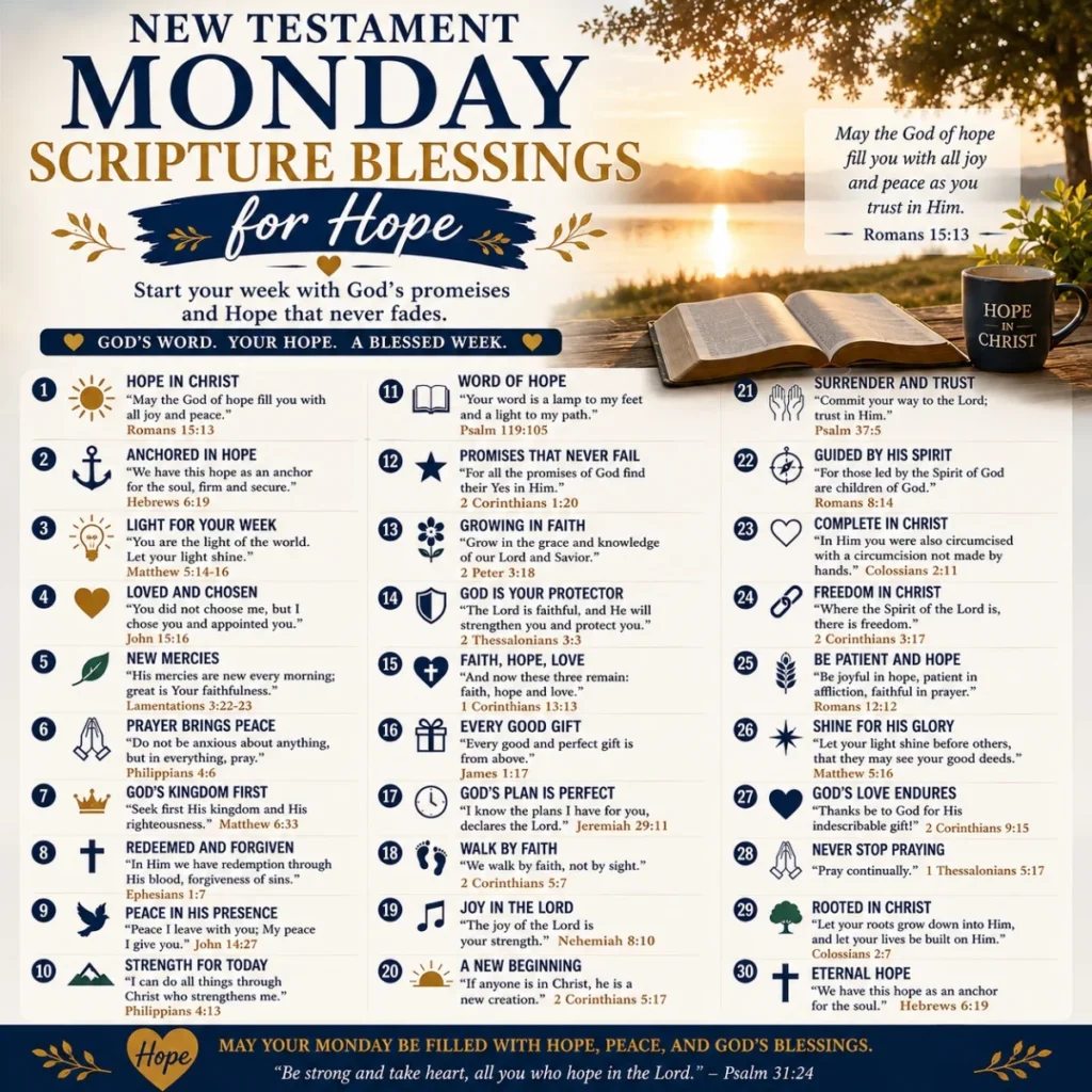 New Testament Monday Scripture Blessings For Hope
