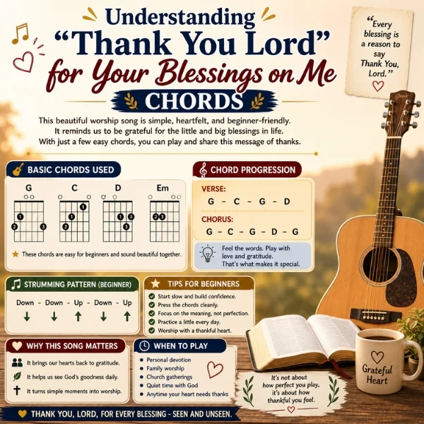 Understanding Thank You Lord for Your Blessings on Me chords with guitar charts, strumming pattern, and worship tips