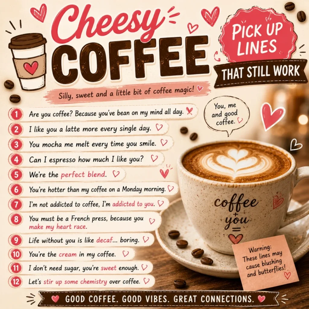 ☕ Cheesy Coffee Pick Up Lines That Still Work