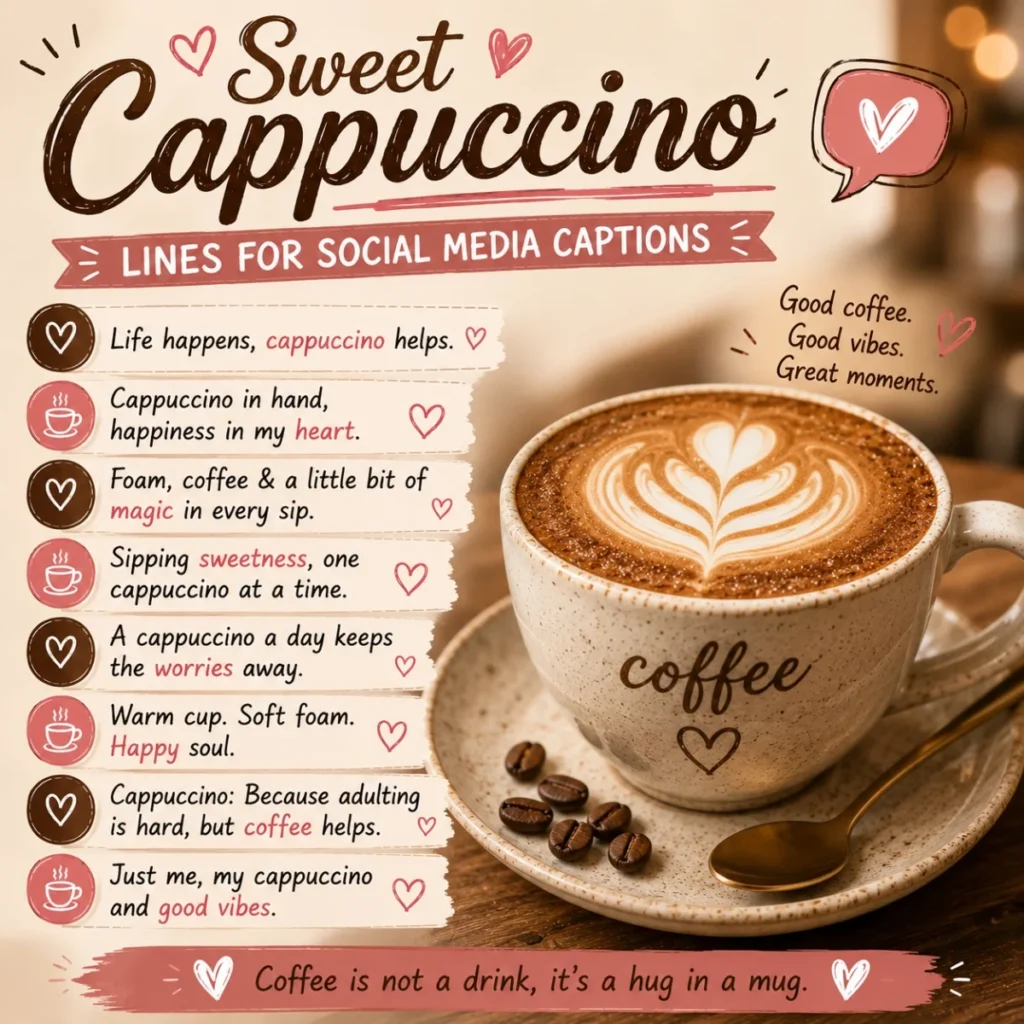 ☕ Sweet Cappuccino Lines For Social Media Captions