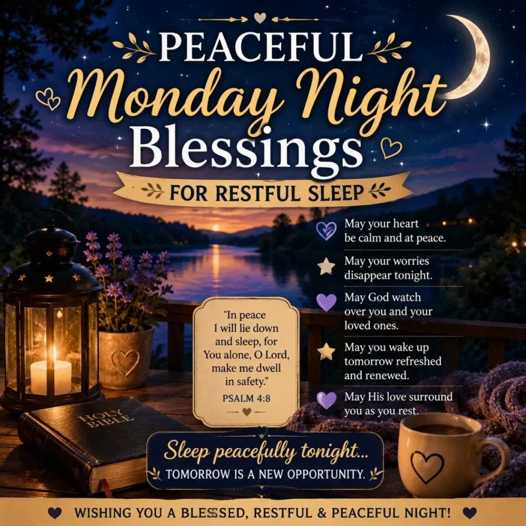 🌙 Peaceful Monday Night Blessings For Restful Sleep