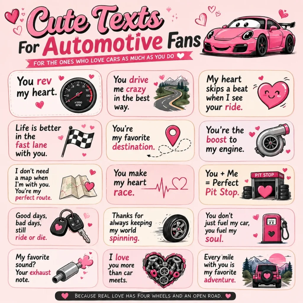 💕 Cute Texts For Automotive Fans