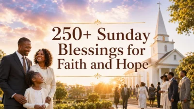 Sunday blessings for faith and hope with African American family outside church