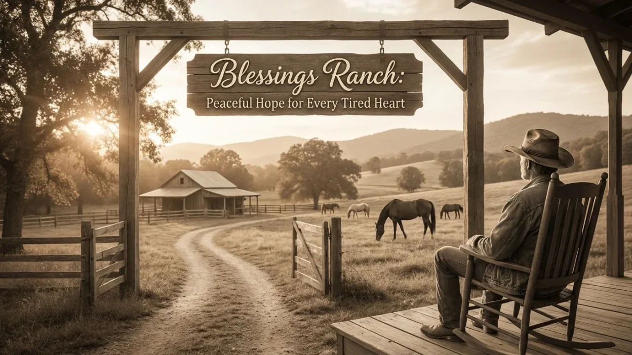 Blessings Ranch image with peaceful ranch scenery, open fields, warm sunlight, and spiritual hope