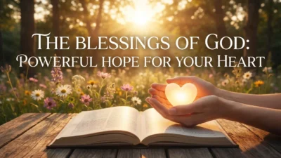 The blessings of God image with peaceful light, prayerful hope, and comforting spiritual message