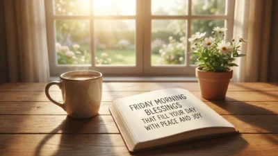Friday morning blessings with sunrise, peaceful prayer, hope, gratitude, and inspirational spiritual message