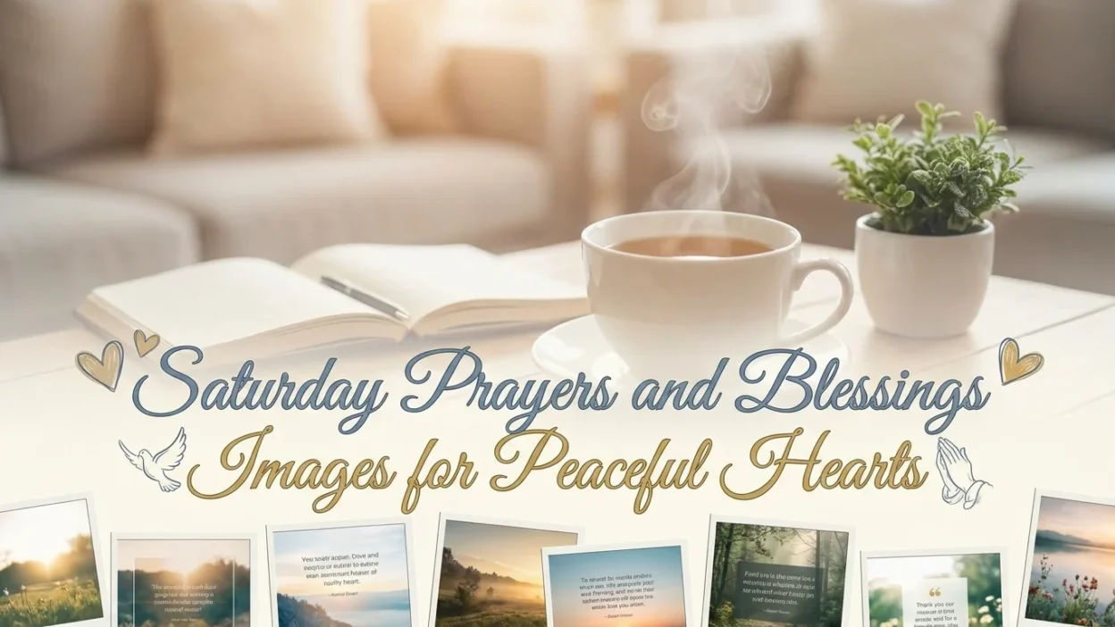 Saturday prayers and blessings images with peaceful sunrise, faith-filled message, and inspiring weekend encouragement