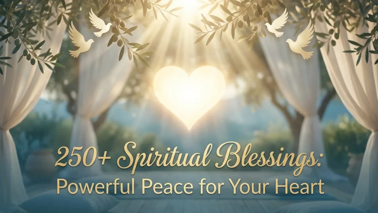 250+ spiritual blessings image with peaceful light, prayerful hope, and comforting faith message