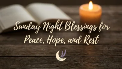 Sunday Night Blessings with peaceful moonlit sky, evening prayer, hope, faith, and restful encouragement